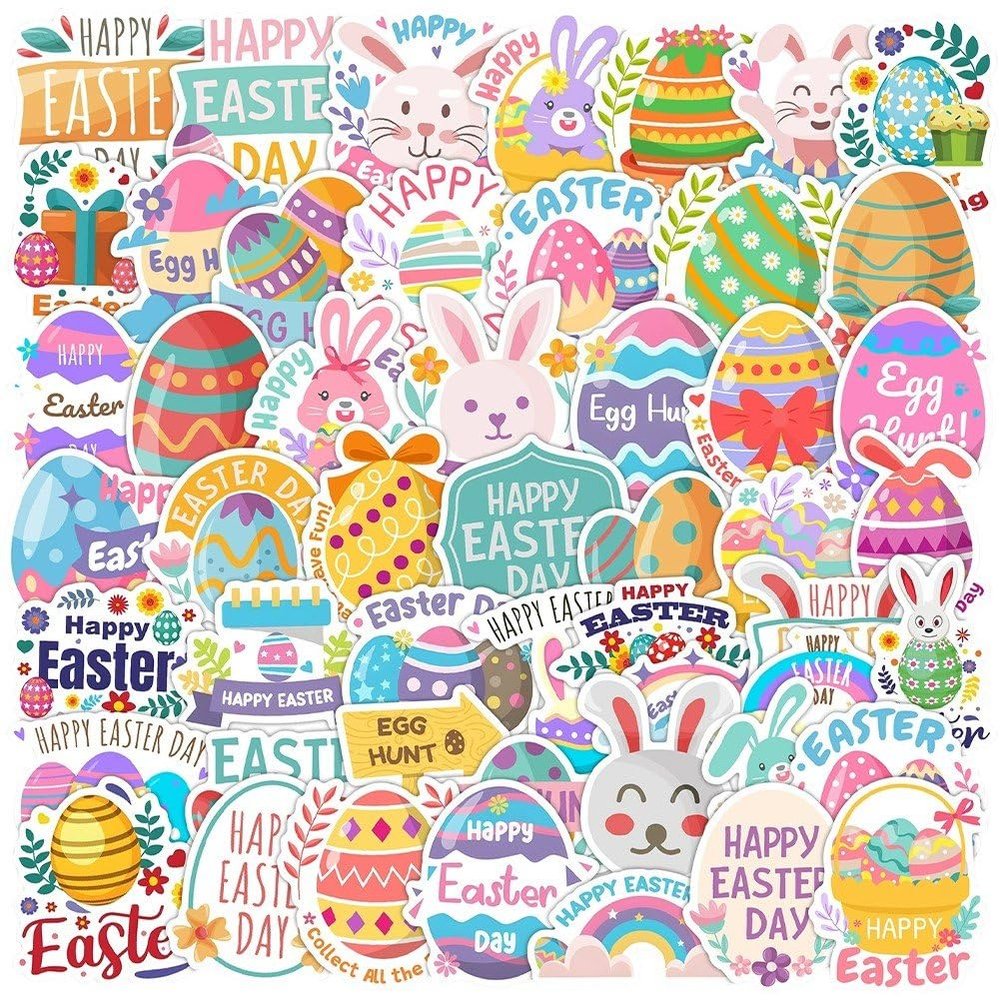 50 Pack Waterproof Easter Stickers