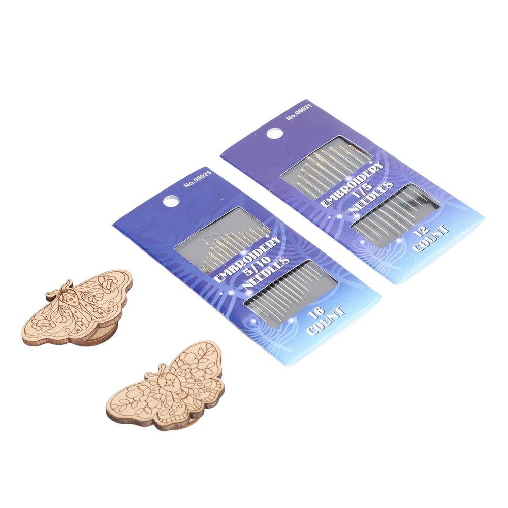 Cryfokt Premium Beech Wood Butterfly Needle Holder and Needle Set for Sewing, Quilting (Type 5 and 6)
