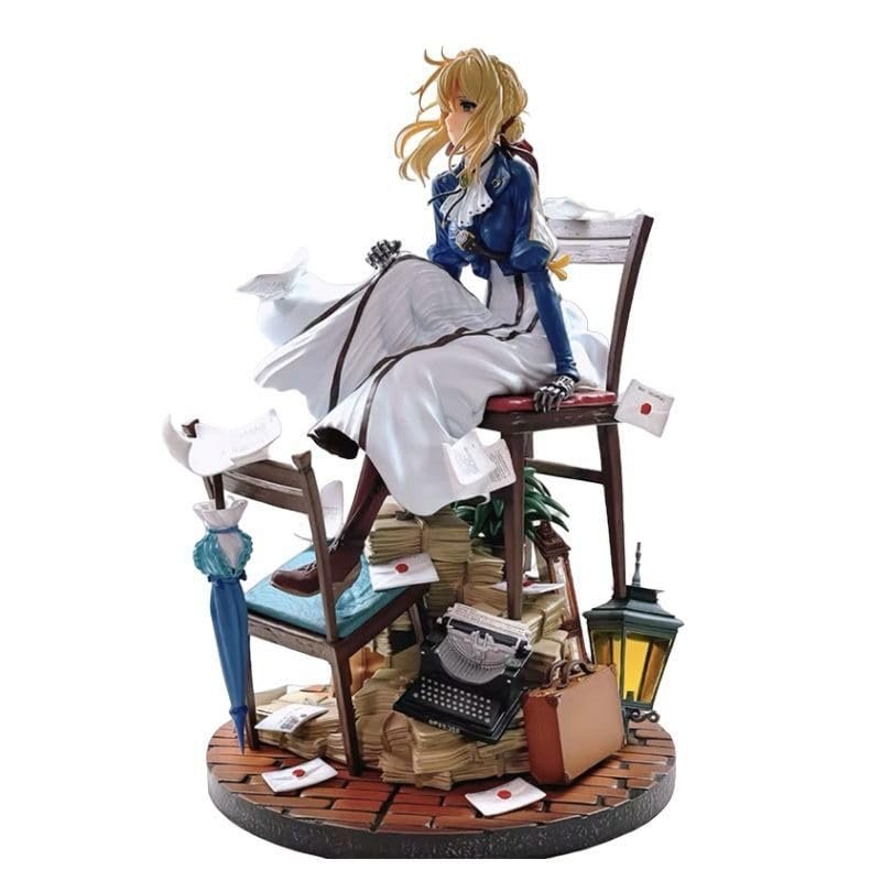 REOZIGN Evergarden Figure, Purple, Sitting, 27 cm PVC Anime Statue