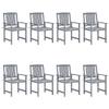Nqyjm 8-Piece Garden Chair Set with Cushions, Solid Acacia Wood, Gray view 1