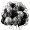 QIFU Black and Silver Balloons, 36-Piece Silver Birthday Balloon Set view 1