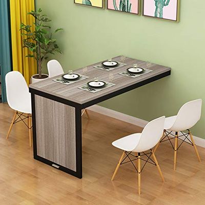GJZQDKX Wall-Mounted Folding Solid Wood Table, Black, 80 x 40 x 75 cm