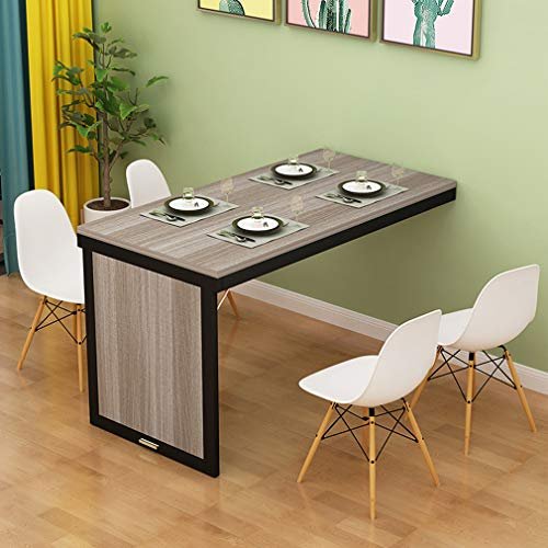 GJZQDKX Wall-Mounted Folding Solid Wood Table, Black, 80 x 40 x 75 cm