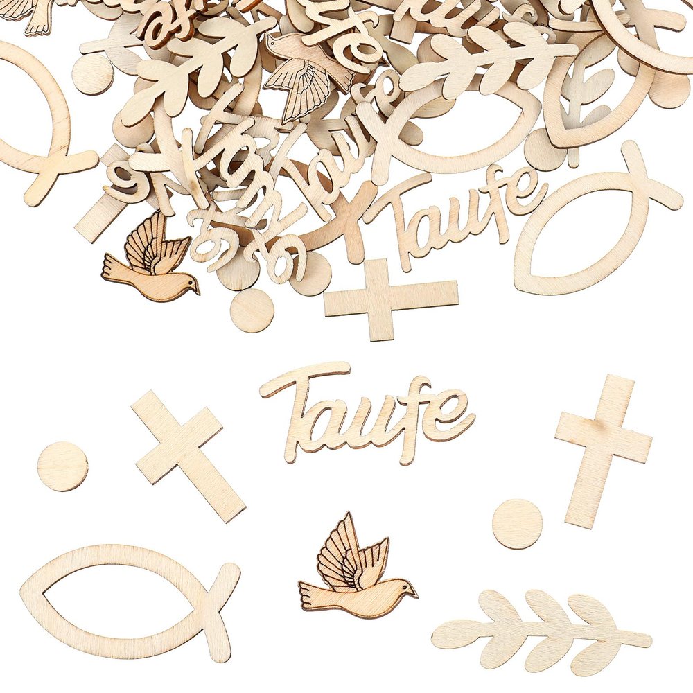 WJIAAA Baptism Decorations, 100 Wooden Communion Decor for Girls