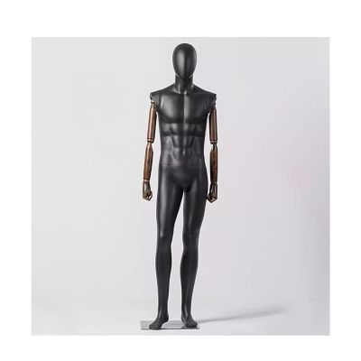 Male Display Mannequin, Matte Black Torso Form with Base
