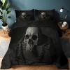 155 x 220 cm Duvet with Integrated Cover, Black Gothic Horror Skull, 4-Season, Washable, with 2 Pillowcases view 3