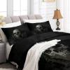 155 x 220 cm Duvet with Integrated Cover, Black Gothic Horror Skull, 4-Season, Washable, with 2 Pillowcases view 4