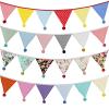 Pastel Rainbow Bunting Garland, 3.2 m, 12 Flags, 17 cm, Multicolor, for Weddings, Parties, Outdoors, Gardens, Color 23 view 2