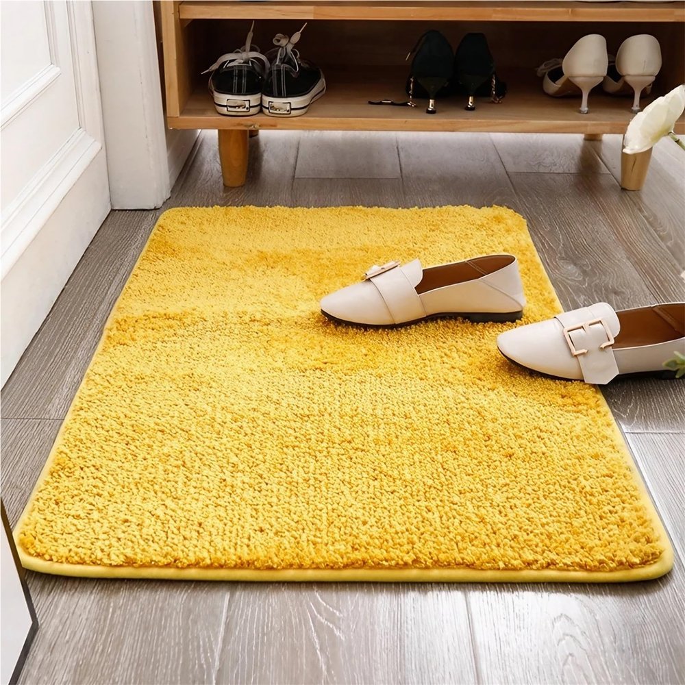 Indoor Entrance Mat, Short Pile, Non-Slip, Microfiber, Yellow, 80 x 80 cm