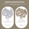 Beige DIY Beaded Applique with Rhinestones and Iron-On Backing view 4