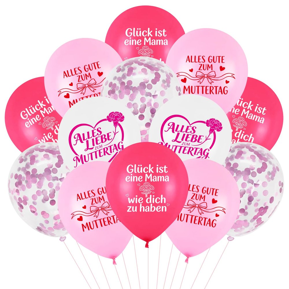 Happy Mother's Day Balloons, 20 Pack 12 Inch Pink White Latex Balloons