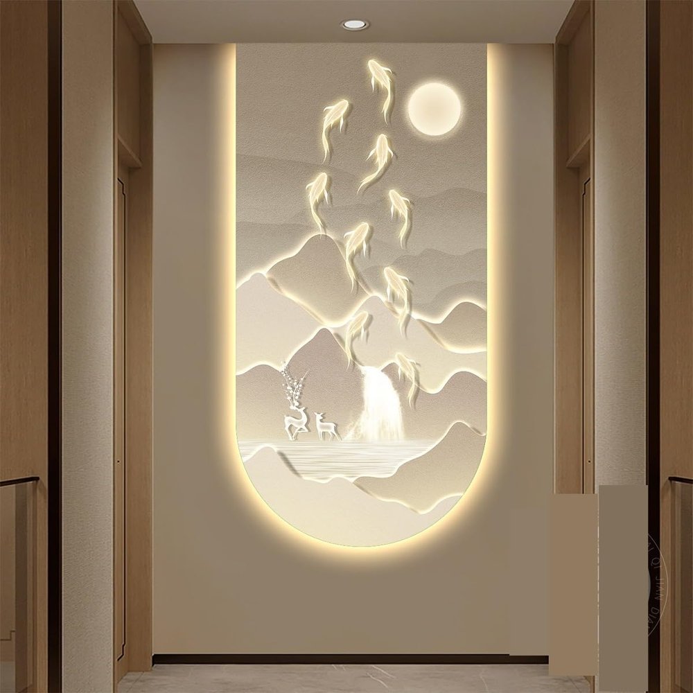 WLH Alexanders Wall Decoration with LED Lights, Landscape Wall Art, Color 4, 60 × 120 cm