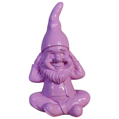 colourliving GartenPoser Garden Gnome, Pastel High-Gloss Modern Garden Decor, PinkPunch, Large, Hear Nothing