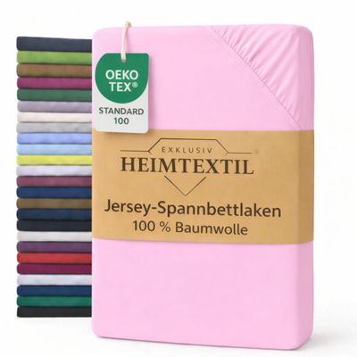EXKLUSIV HEIMTEXTIL Premium Jersey Fitted Sheet, 100 x 200 cm, Pink
