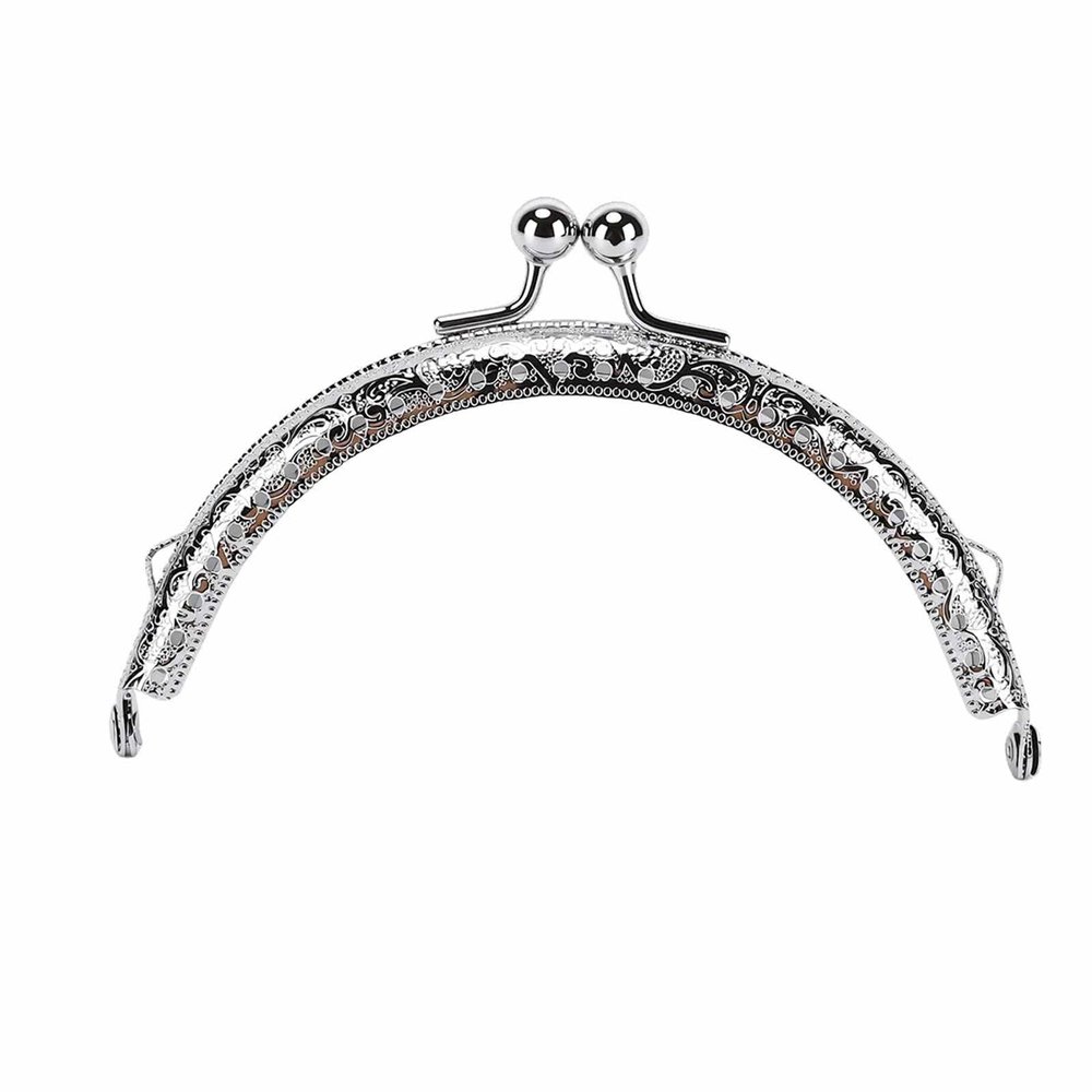 OVAQUIXI Purse Frame, 8.5 cm, Silver Kiss Lock Frame