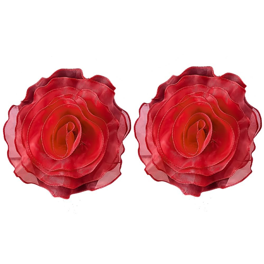 Red Layered 3D Lace Flower Brooch