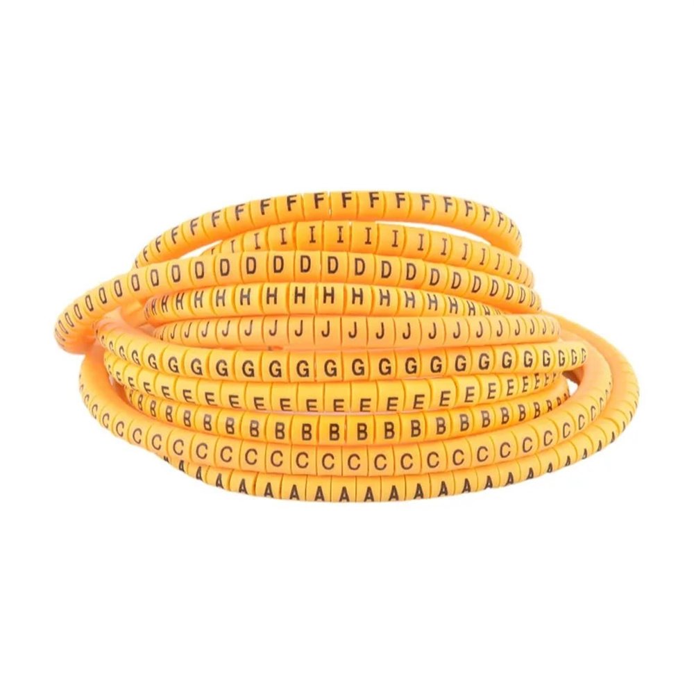 NIRNHYRUR Cable Labels EC-2 EC-3, 100 pcs, Yellow, Individual Letters A–Z, for Wire Diameters EC-0 EC-1
