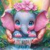MAXBYE Pink Baby Elephant Diamond Painting view 1