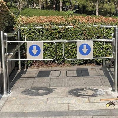 Self-Closing Security Gate with Post Mounting, Metal Barrier for Entrance Control