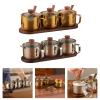 Shurhome Modern 304 Stainless Steel Spice Jars with Wooden Tray view 2