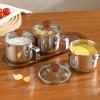 Shurhome Modern 304 Stainless Steel Spice Jars with Wooden Tray view 3