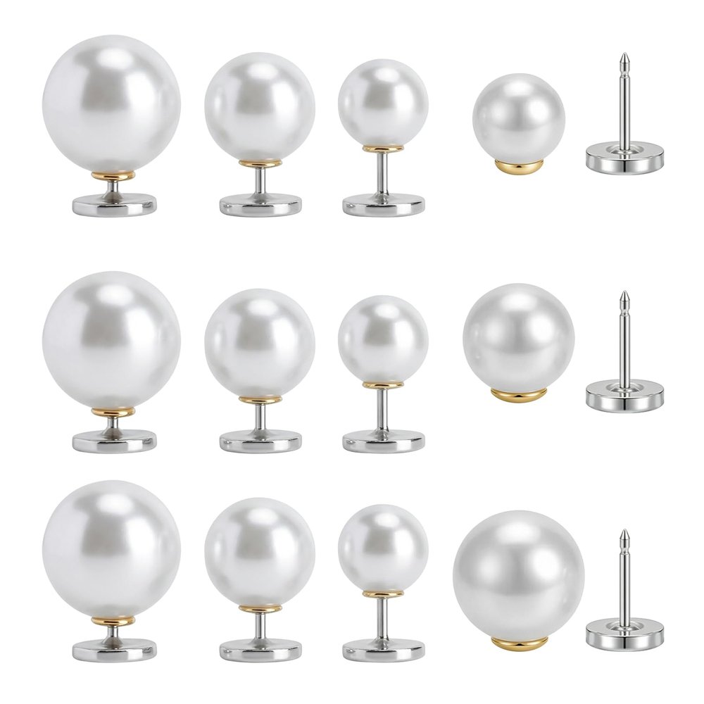 XRVRILE Pearl Buttons Without Sewing - 12 Pack