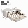 Xwiny Upholstered Sofa Bed 90 x 200 cm with USB Port, Pull-Out Trundle and Drawers, Beige Velvet (Mattress Not Included) view 2