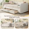 Xwiny Upholstered Sofa Bed 90 x 200 cm with USB Port, Pull-Out Trundle and Drawers, Beige Velvet (Mattress Not Included) view 4