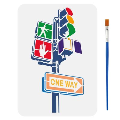FINGERINSPIRE Traffic Light Stencil with Brush 29.7x21cm