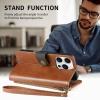 xinyunew Phone Case for Xiaomi Poco F6 Pro, Premium PU Leather Wallet Case with Strap - Brown view 2