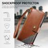 xinyunew Phone Case for Xiaomi Poco F6 Pro, Premium PU Leather Wallet Case with Strap - Brown view 4