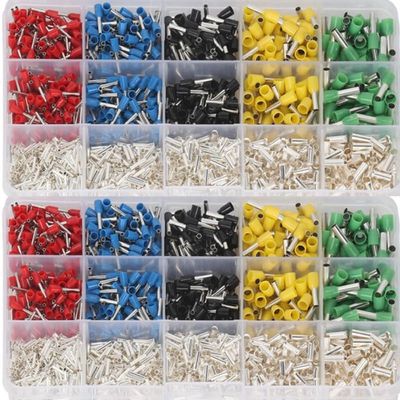 HSMXNEONJB 1,640-Piece Insulated Wire-End Crimp Terminals, Block Cable End Connectors, Electrical Tubular Terminals