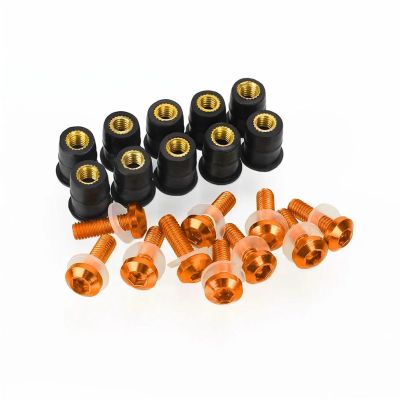 5 mm 10-Piece M5 Windshield Screw Set for CBR600RR 2007-2012, Orange