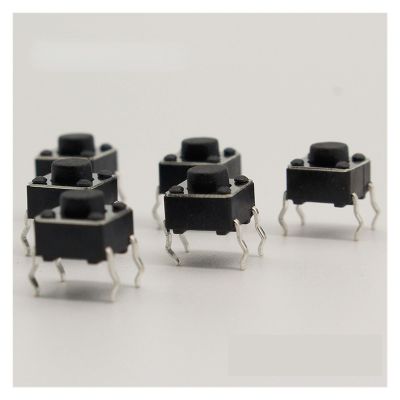 SMGLRUEAT 50-Piece Lot 6x6x5 mm 4-Pin G90 Tactile Tact Push Button Switch, Direct Self-Reset, DIP Top, Copper