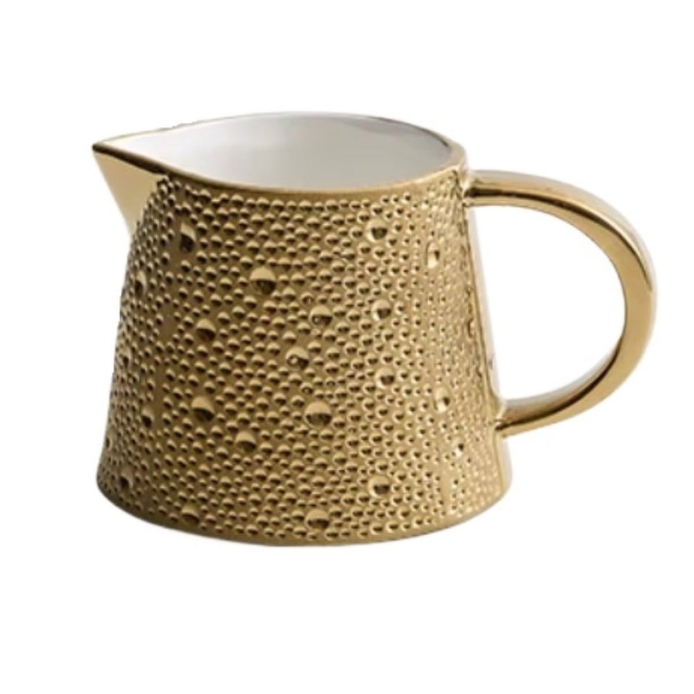 HYKJCSS Ceramic Sauce Boat, Gold, 6.2 x 5.3 cm
