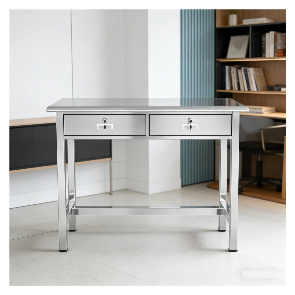 Stainless Steel Workbench with 2 Drawers and Locks