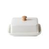 GJHGNFRDK Ceramic Butter Dish with Lid for Cheese Storage, White and Black (White) view 1