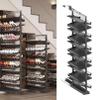 Generic Narrow Shoe Cabinet with Adjustable Pull-Out, 11-Tier Stackable Metal Organizer for Hallway Cabinets, Space-Saving Vertical Shoe Rack for Entryways view 1