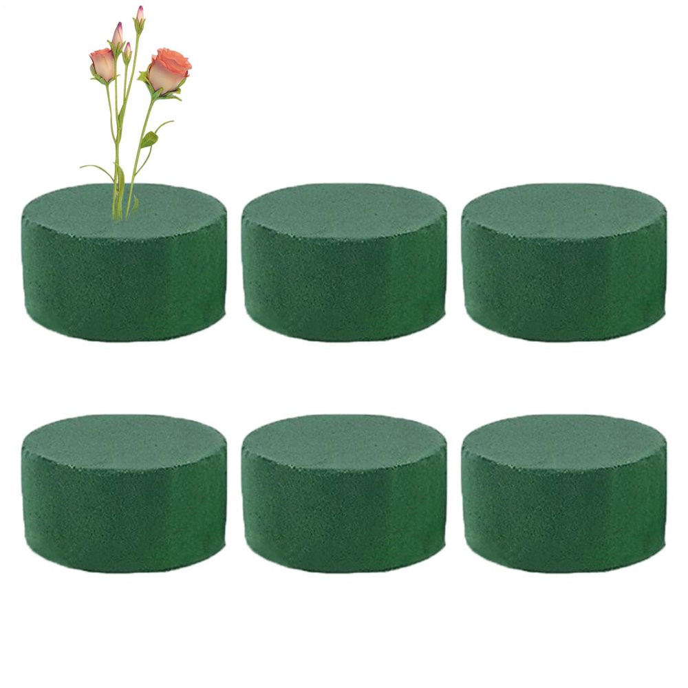 6 Pack Floral Foam, 8 x 5 cm Round High-Density Foam