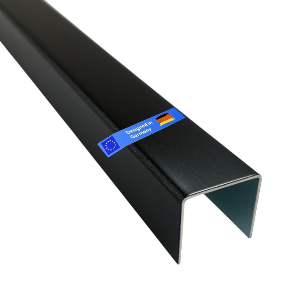 Matte Black Aluminum U-Channel, 1 mm, RAL 9005 | 40 x 50 x 40 mm, 1000 mm