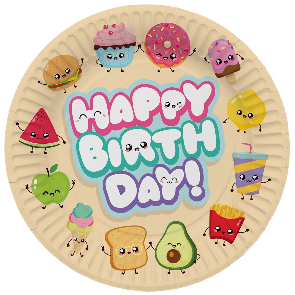 Folat Kawaii Paper Plates - 23 cm, 8 Pack