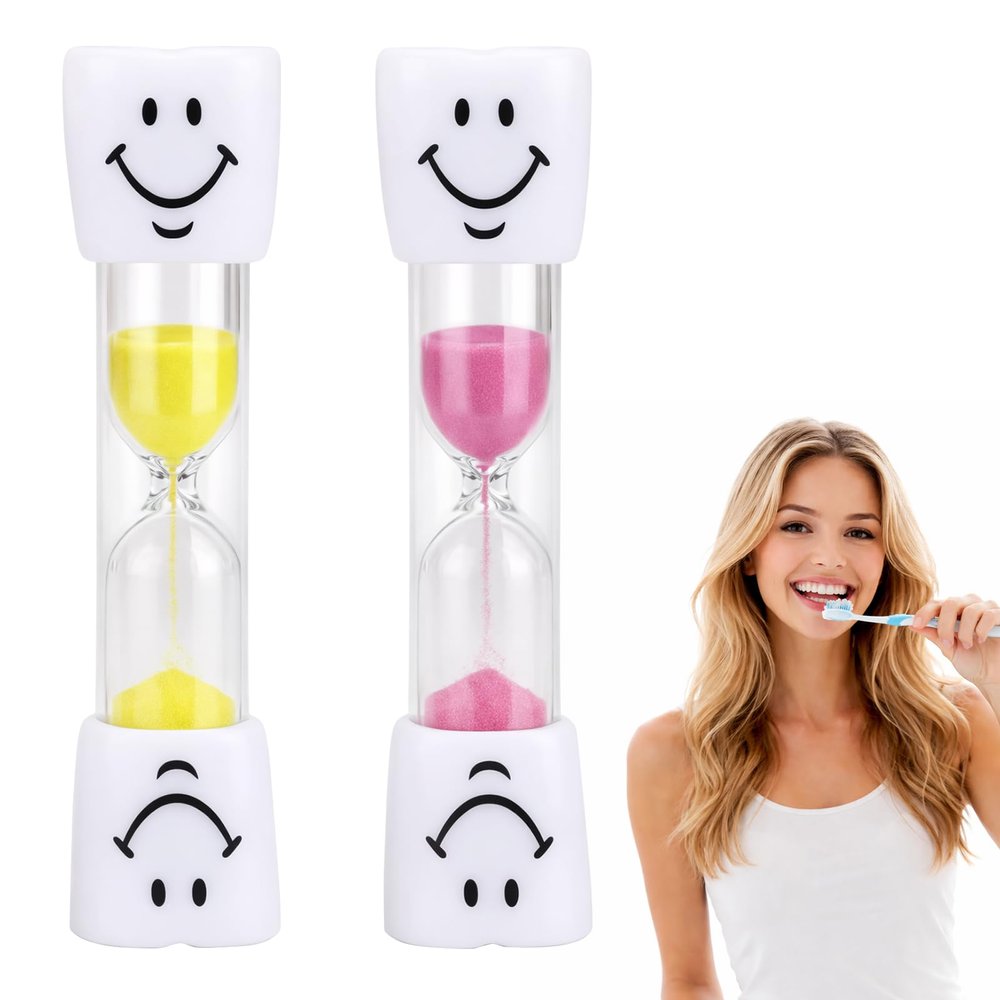 2-Pack Sand Timers, 3-Minute Timer for Toothbrushing, Pink and Yellow