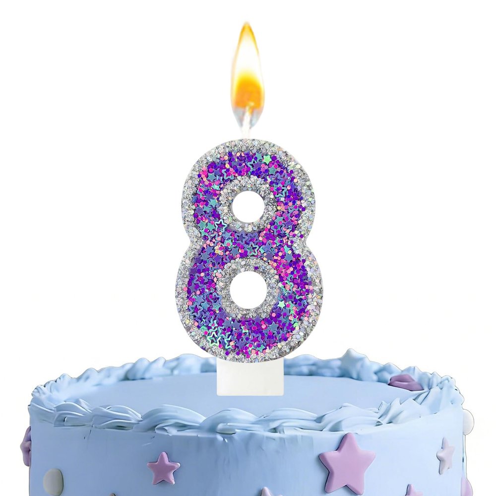 Nymora Birthday Candle 8 in Purple