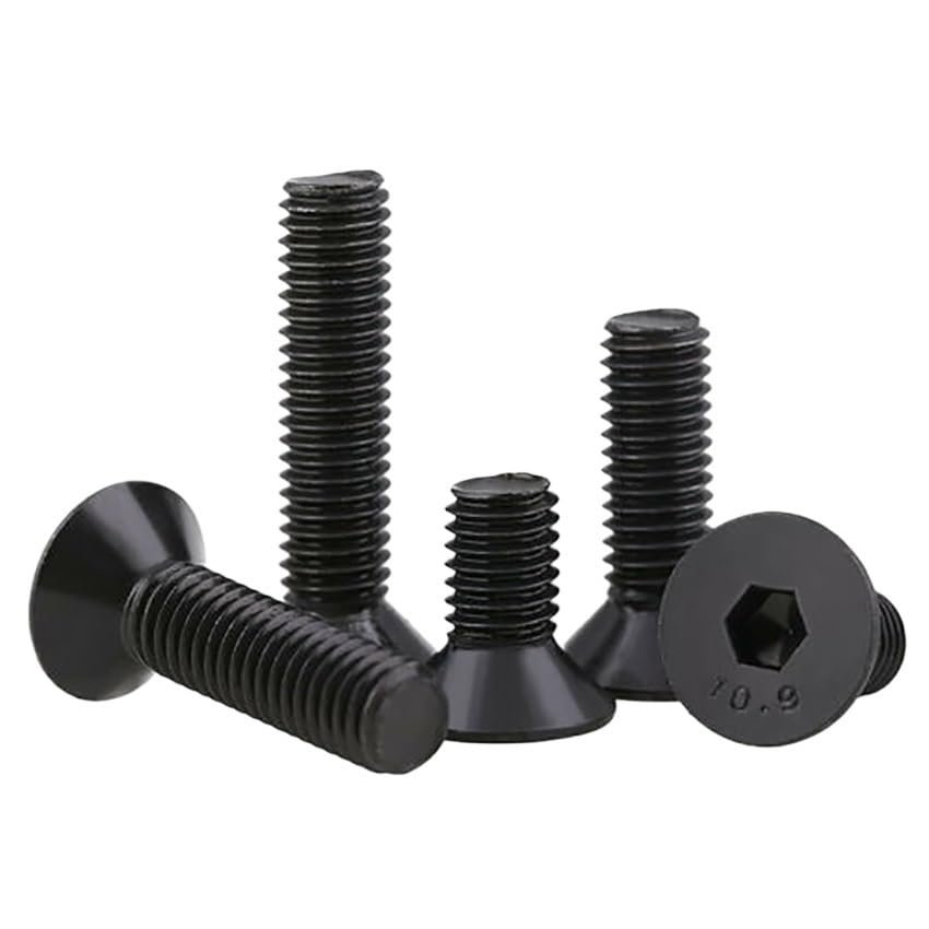 DIN 7991 Countersunk Hex Socket Screws, Carbon Steel Grade 10.9, Black Oxide, M1.6–M20, 10/20-Pack (M3 × 16, 20 pcs)