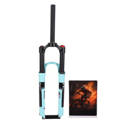 27.5-Inch Mountain Bike Air Suspension Fork with Shock Absorber, Lockout, Magnesium Alloy, Cyan