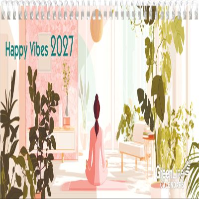 Happy Vibes 2027: Landscape Weekly Planner, 30 x 11 cm, Spiral-Bound, Bilingual Calendar for Office & Home Office