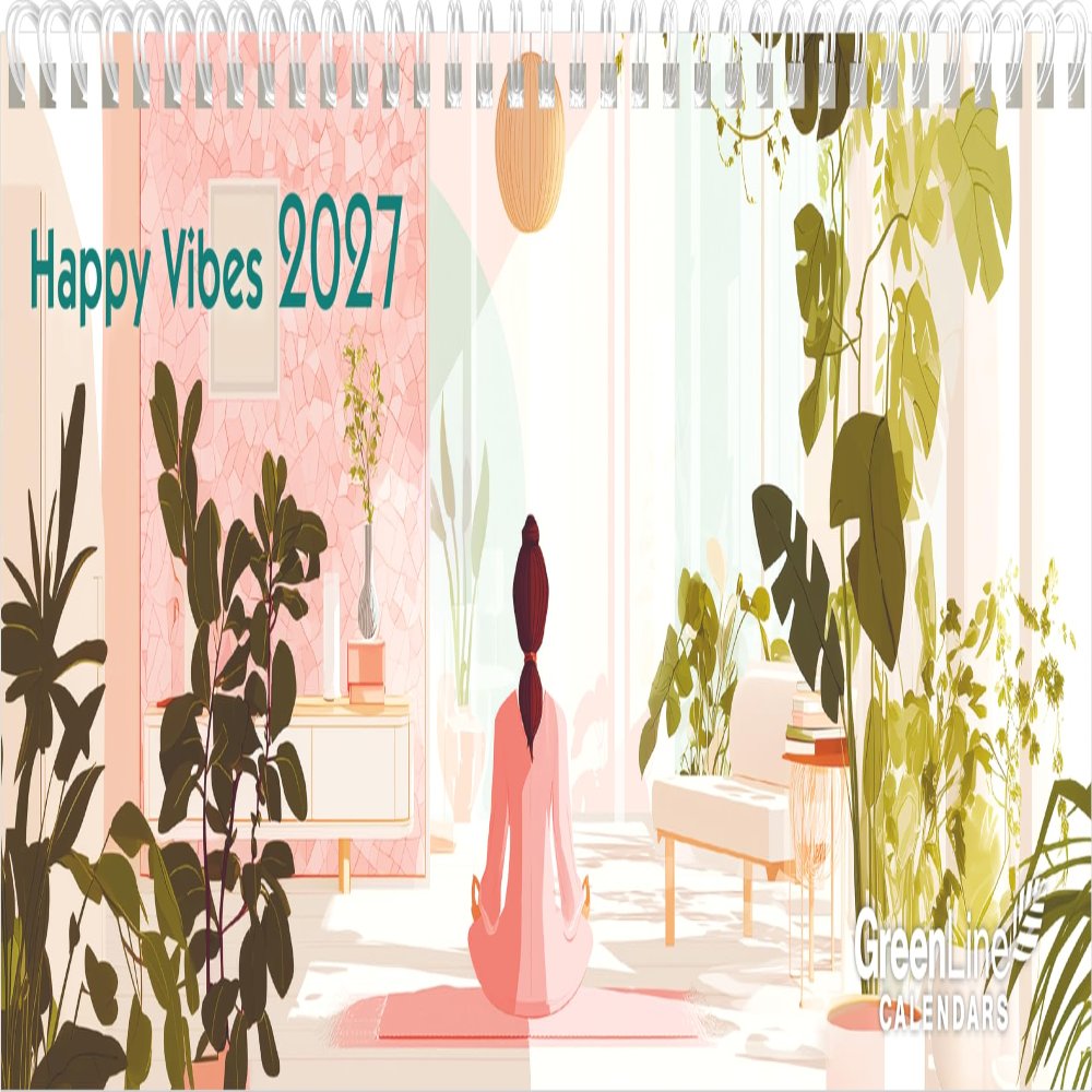 Happy Vibes 2027: Landscape Weekly Planner, 30 x 11 cm, Spiral-Bound, Bilingual Calendar for Office & Home Office