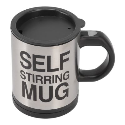 Self-Stirring 400 mL Coffee Mixing Mug, Stainless Steel, Black