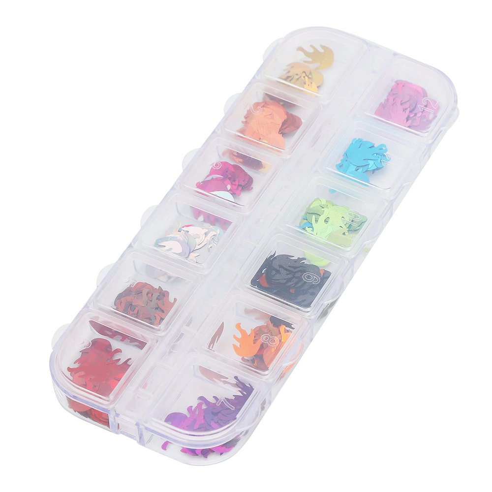 Haofy 12 Colors Decorative Plastic Sequins with Glitter Flakes