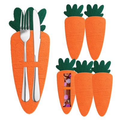 Carrot Design Cutlery Holder for Parties - 6-Piece Set